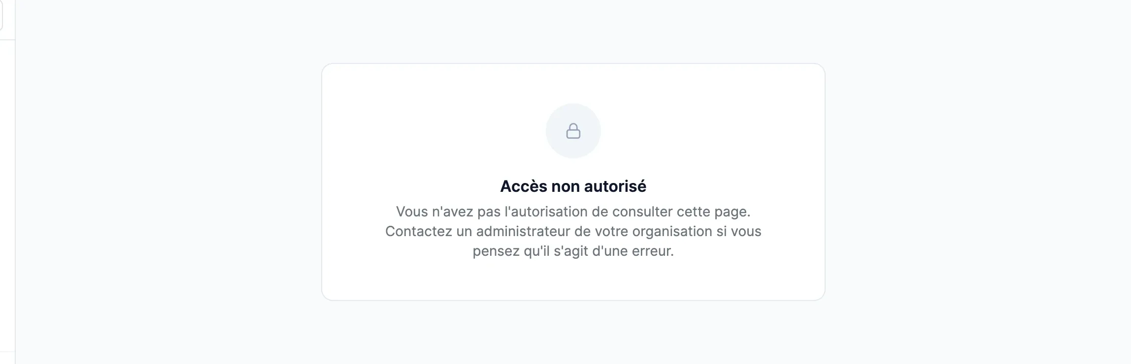 Page Facturation vue par un compte Comptabilité : « Accès non autorisé »