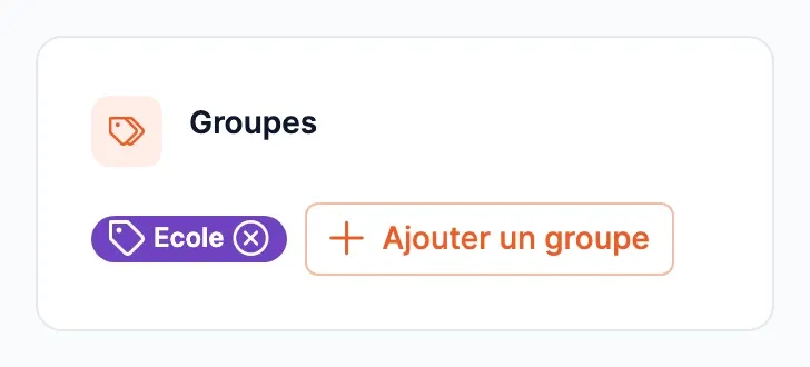 L’encadré Groupes d’une fiche, avec le groupe ajouté